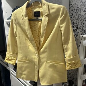 The Limited Yellow Polka-Dot Lined Single-Button Blazer